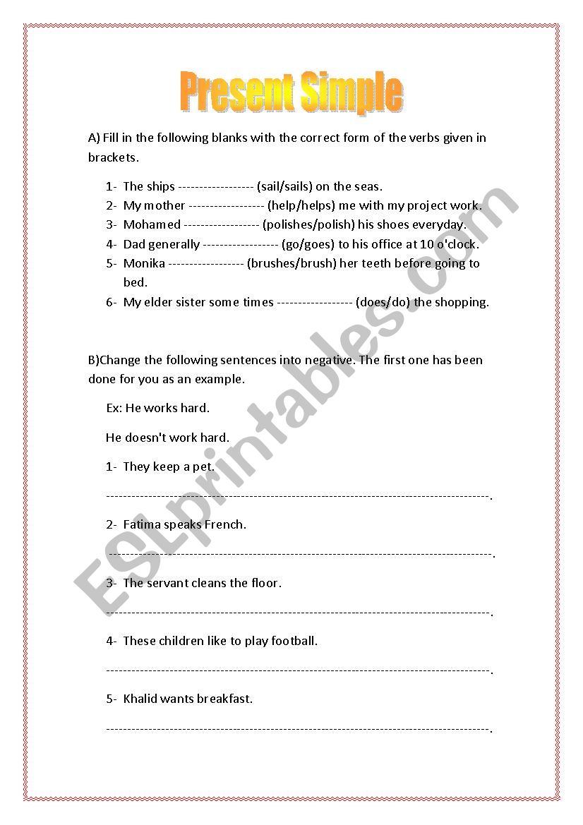 Present Simple worksheet