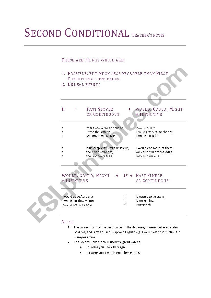 second conditional worksheet