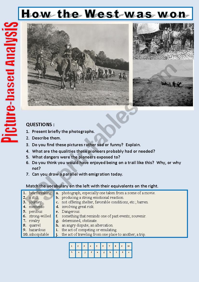 Picure-based analysis (How the West was won)  3/â€¦.  + KEY.