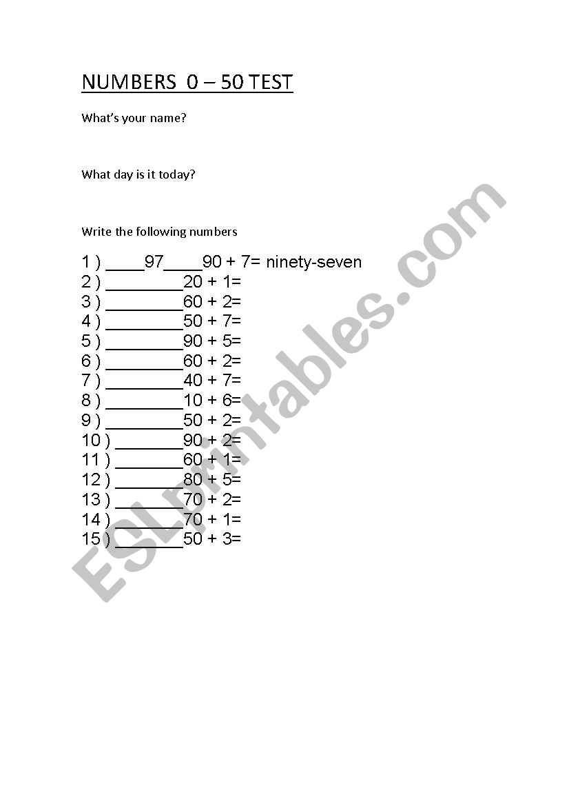 Addings worksheet