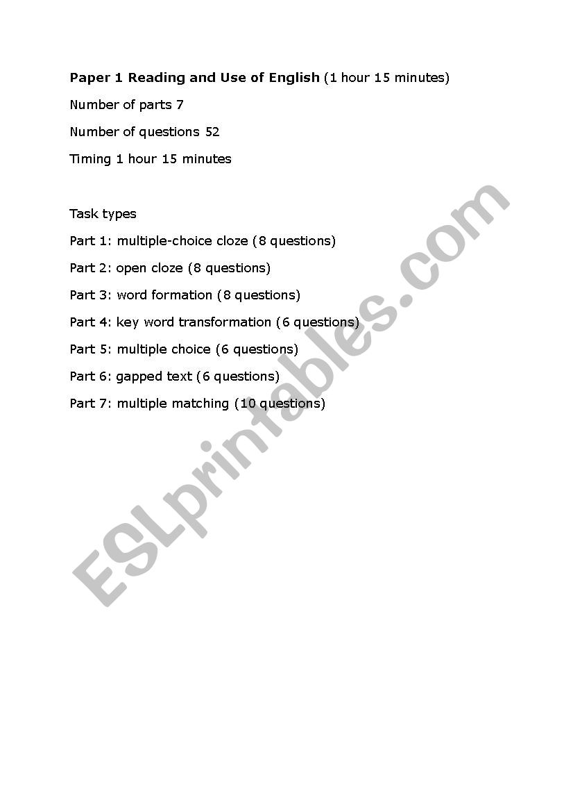 FCE Reading And Use Of English Paper Hints And Tips