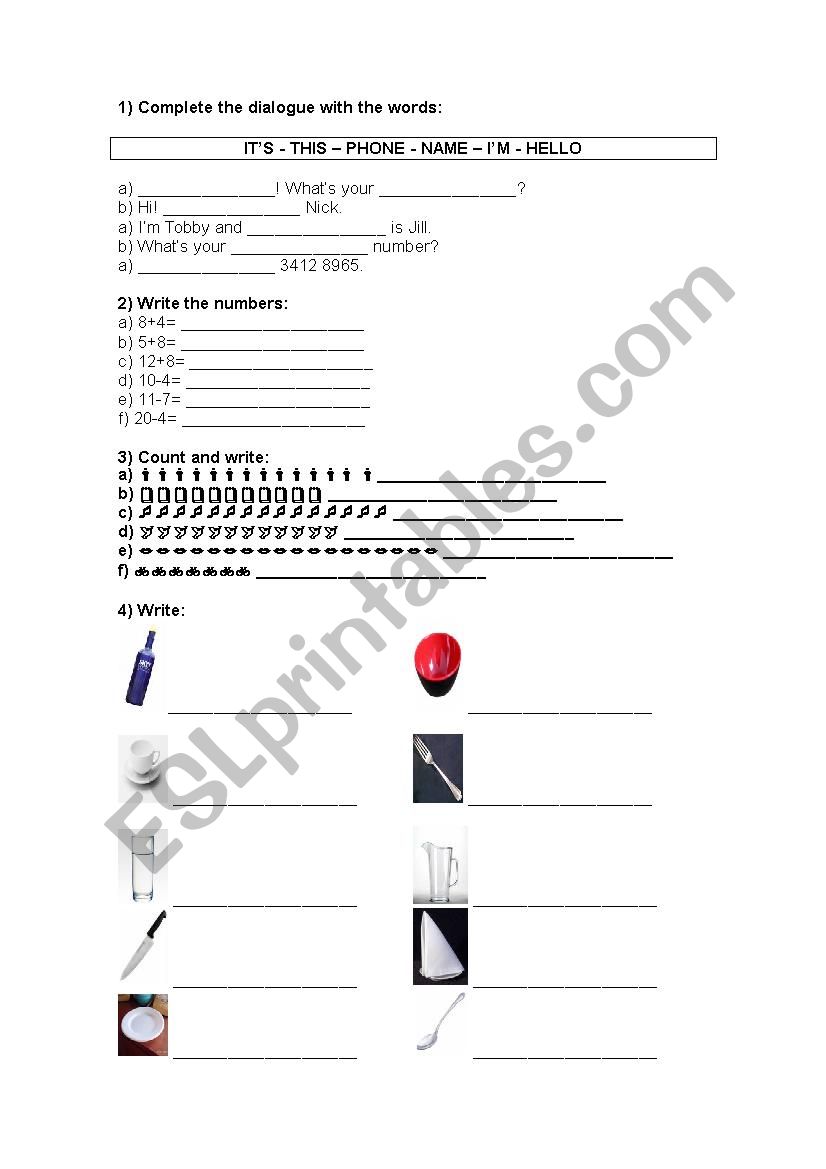 Beginner worksheet