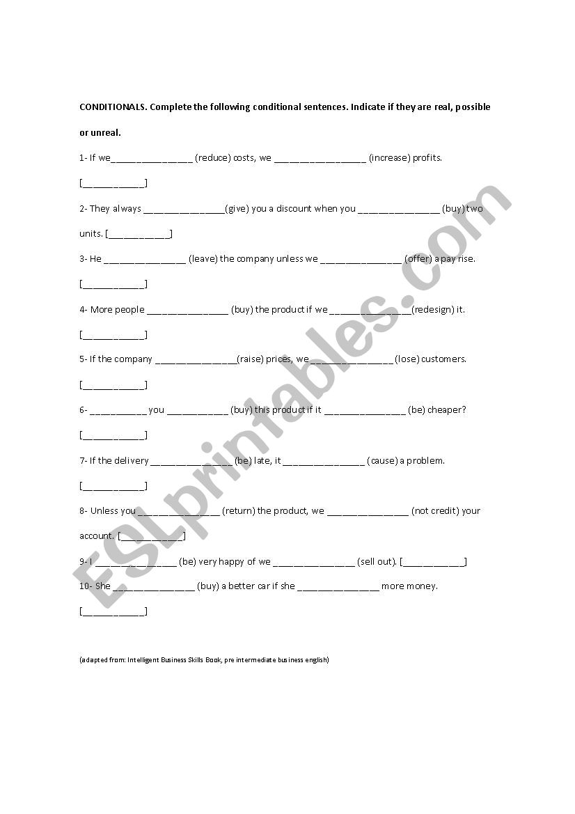 Conditional sentences exercise 