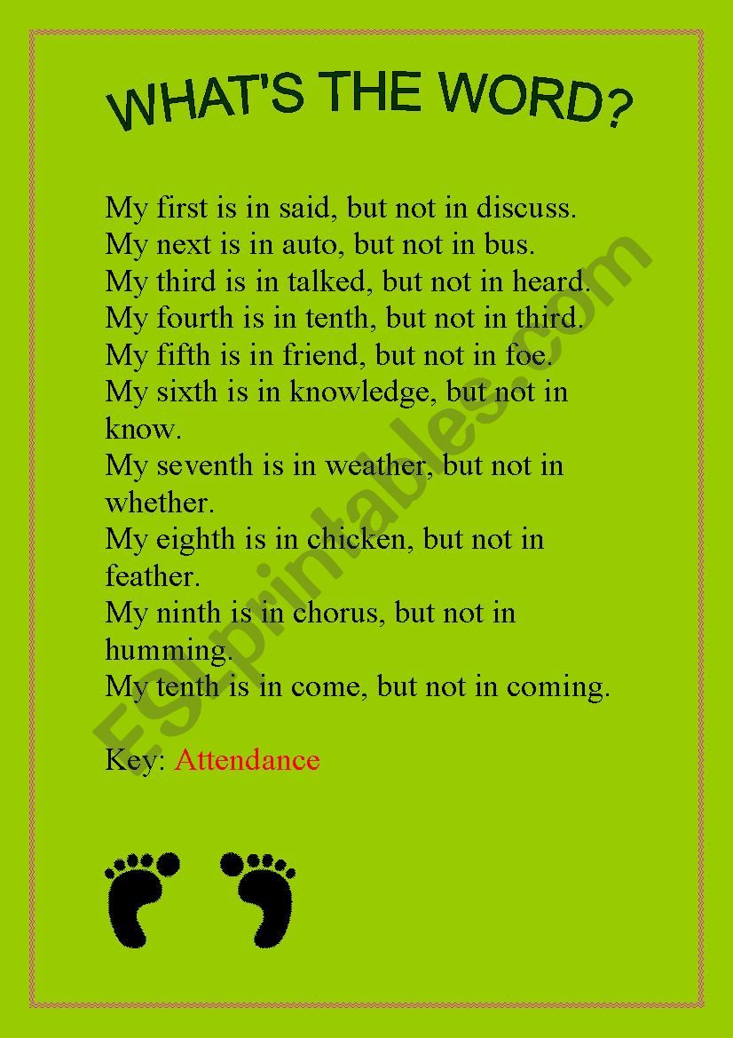 WHATÂ´S THE WORD worksheet