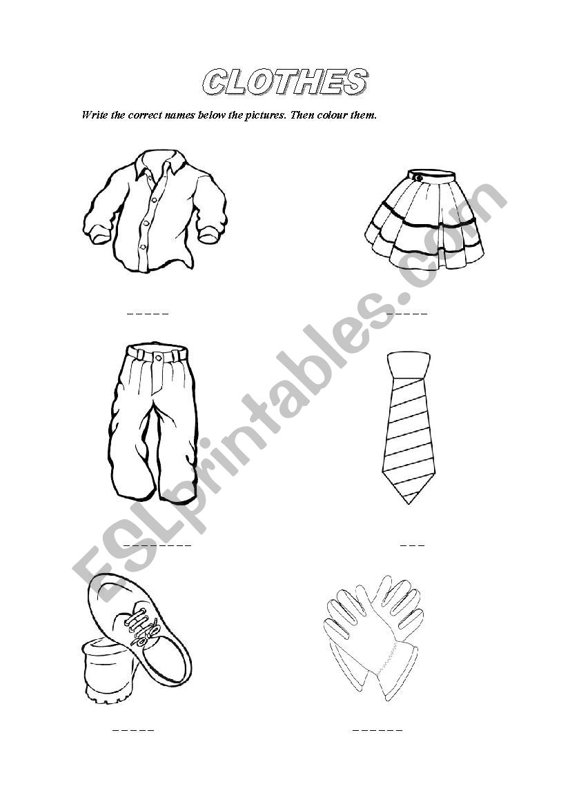 CLOTHES worksheet