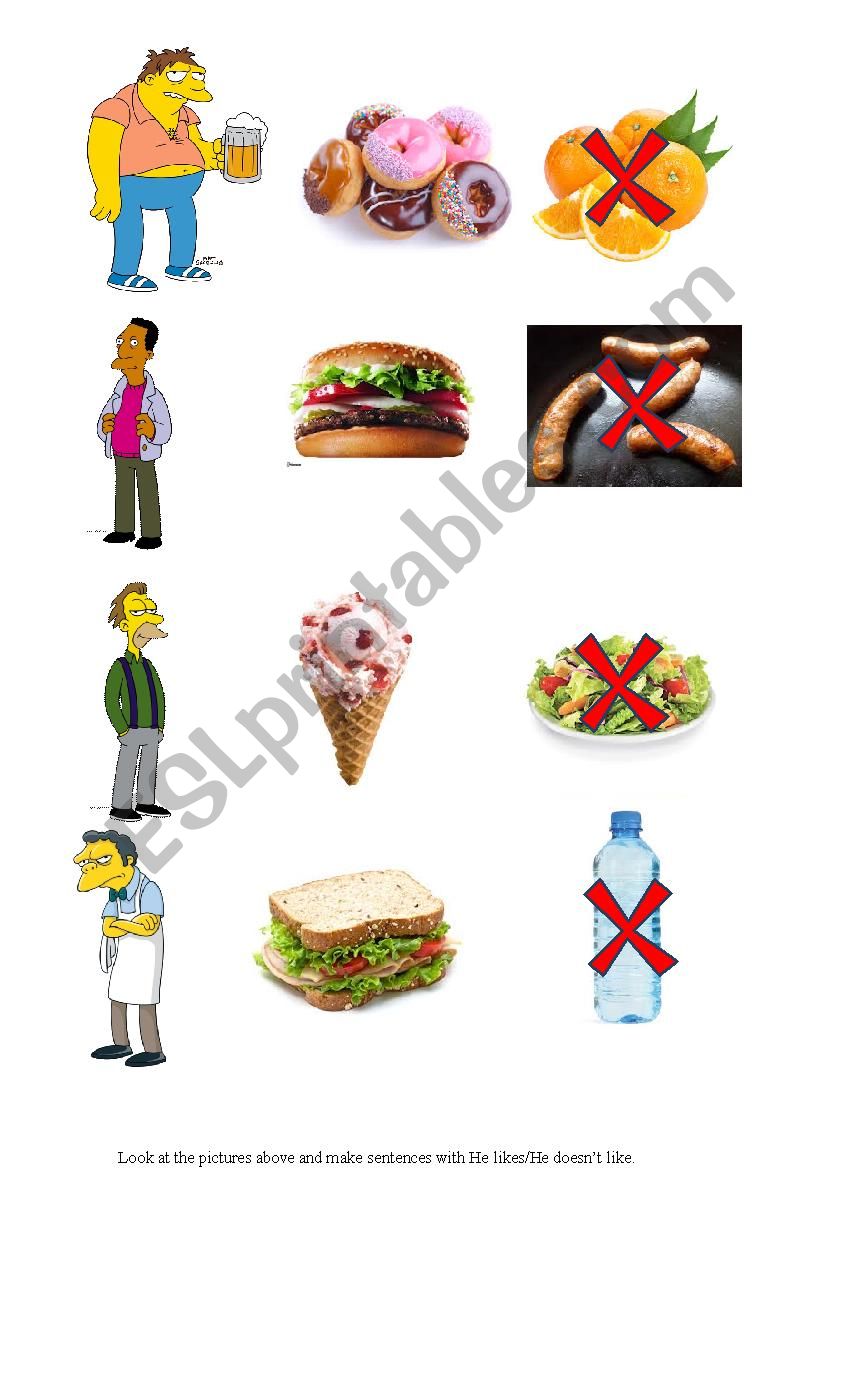 Likes/doesnÂ´t like Simpsons worksheet