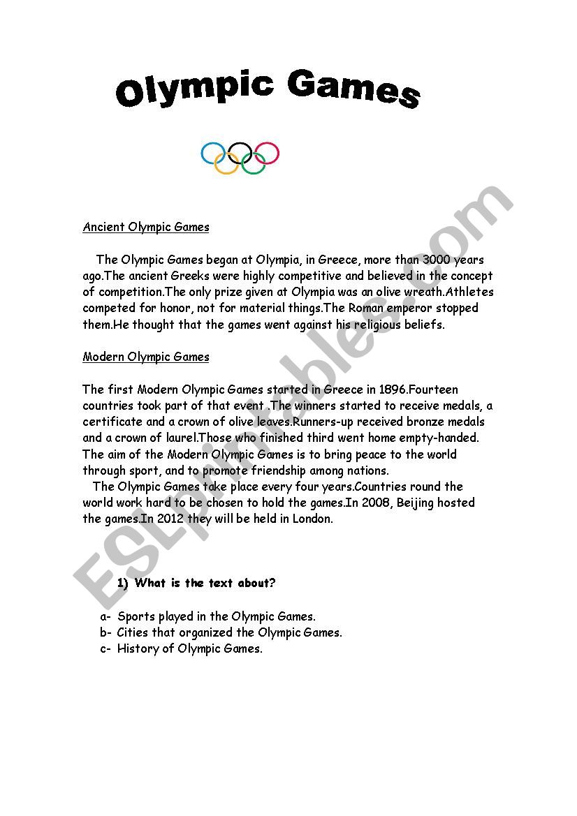 Olympic Games worksheet