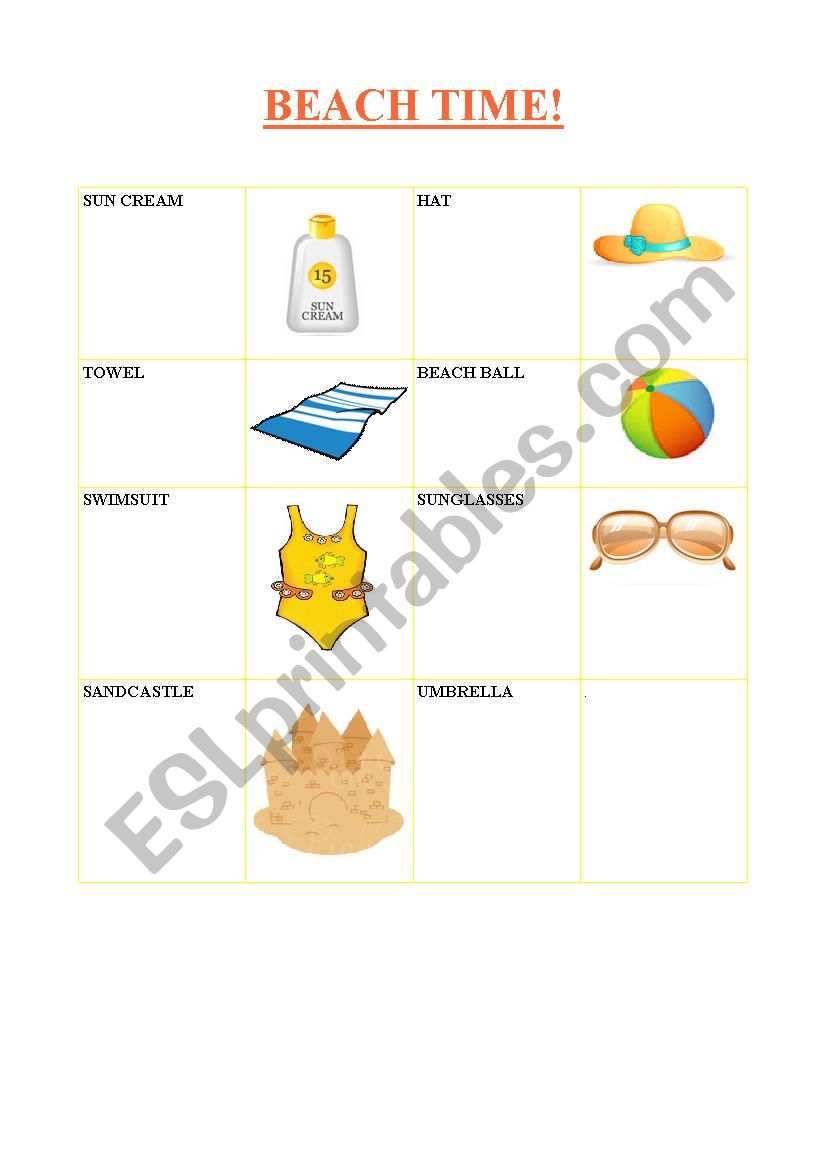 Beach Time worksheet