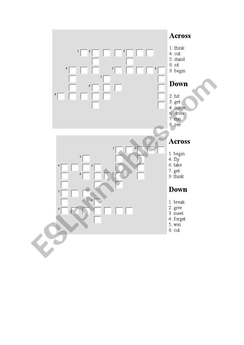 Crossword worksheet