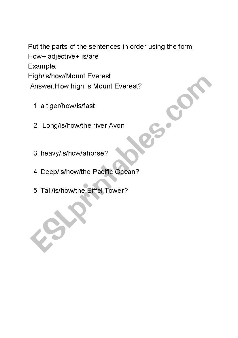 How +adjective+ is worksheet