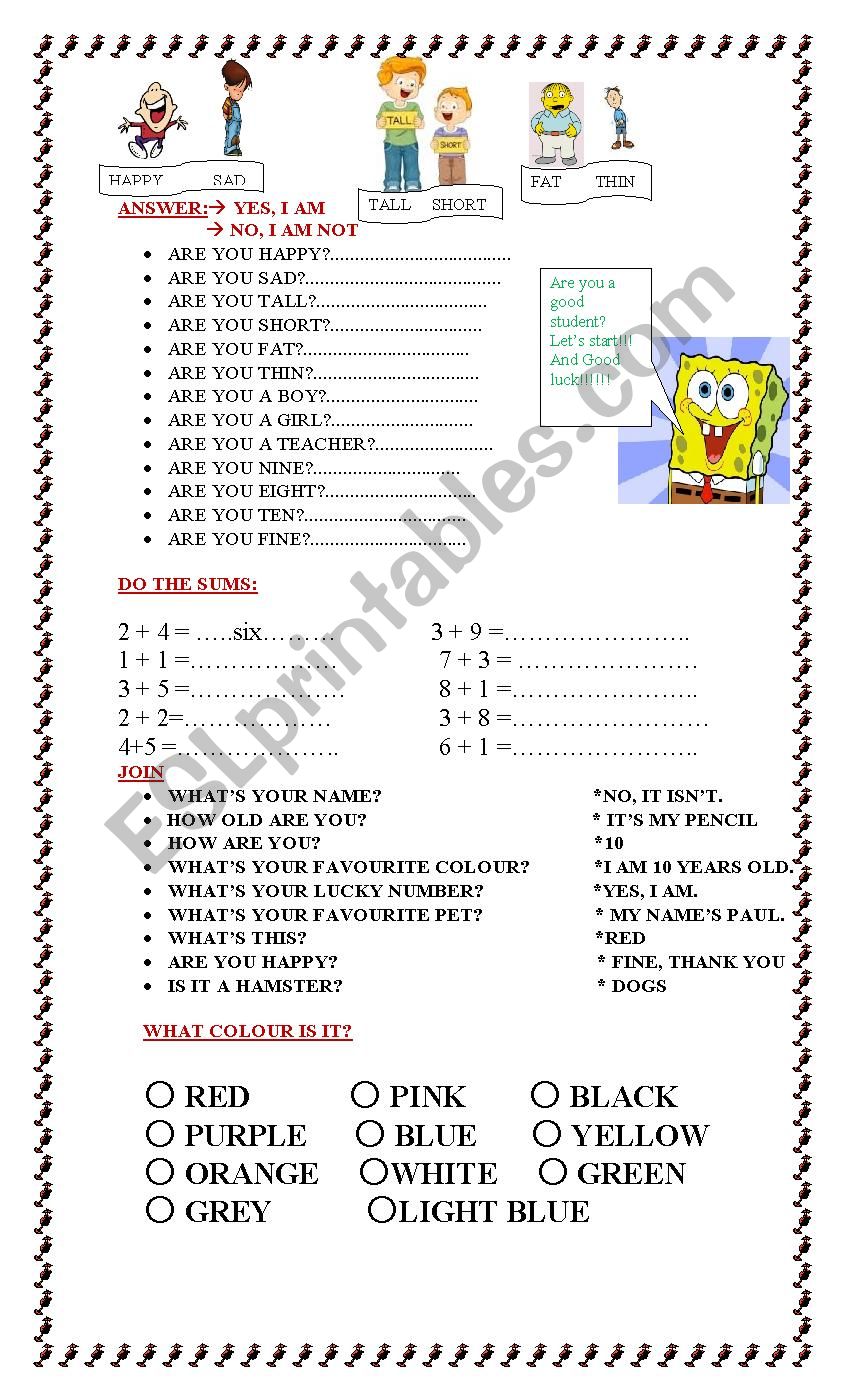 Are you...? worksheet Are you...? worksheet