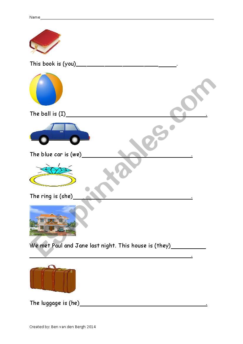 Possesive pronouns worksheet Possesive pronouns worksheet