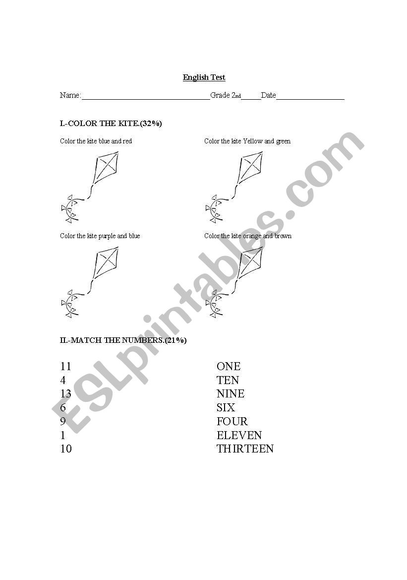 colors and numbers worksheet