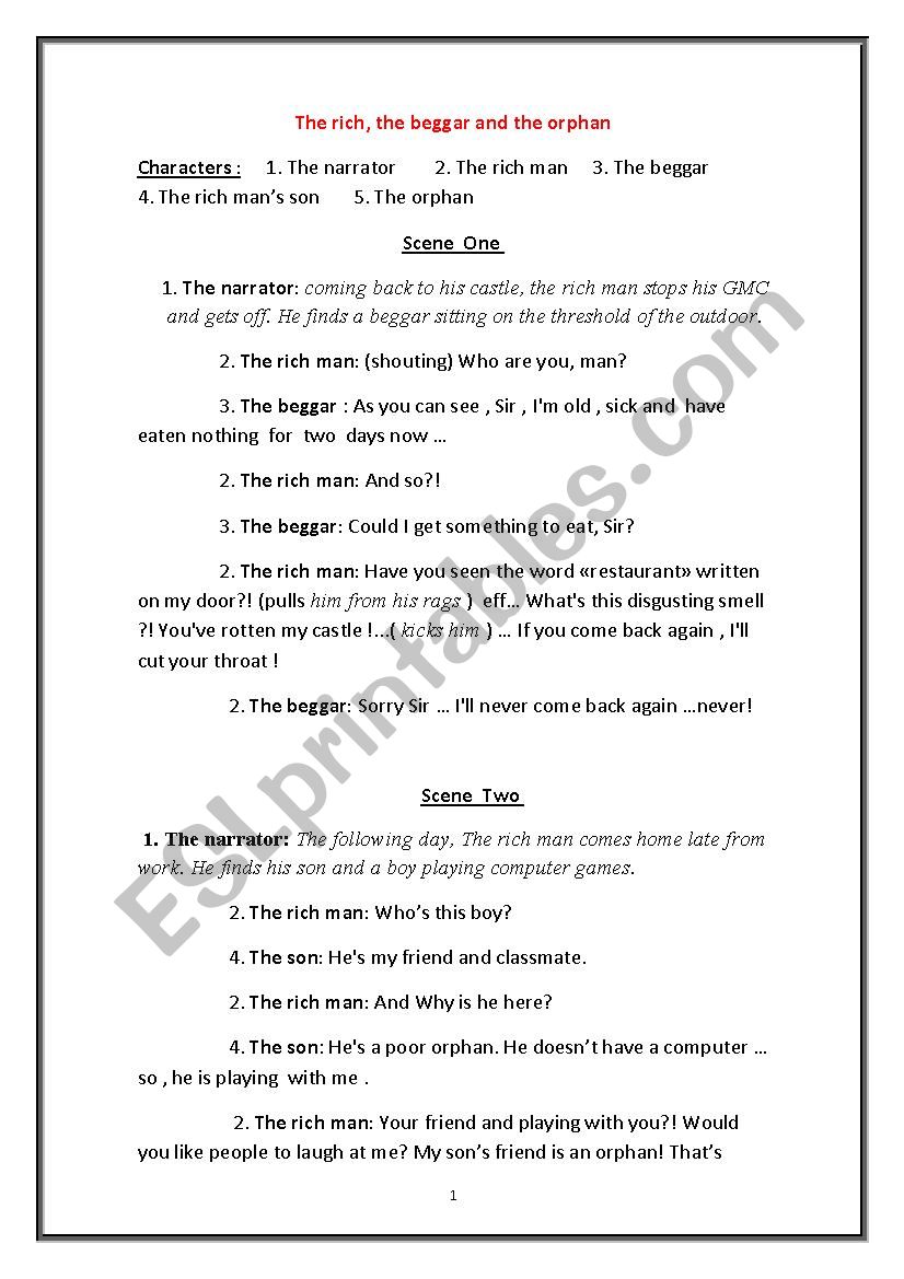 A play worksheet