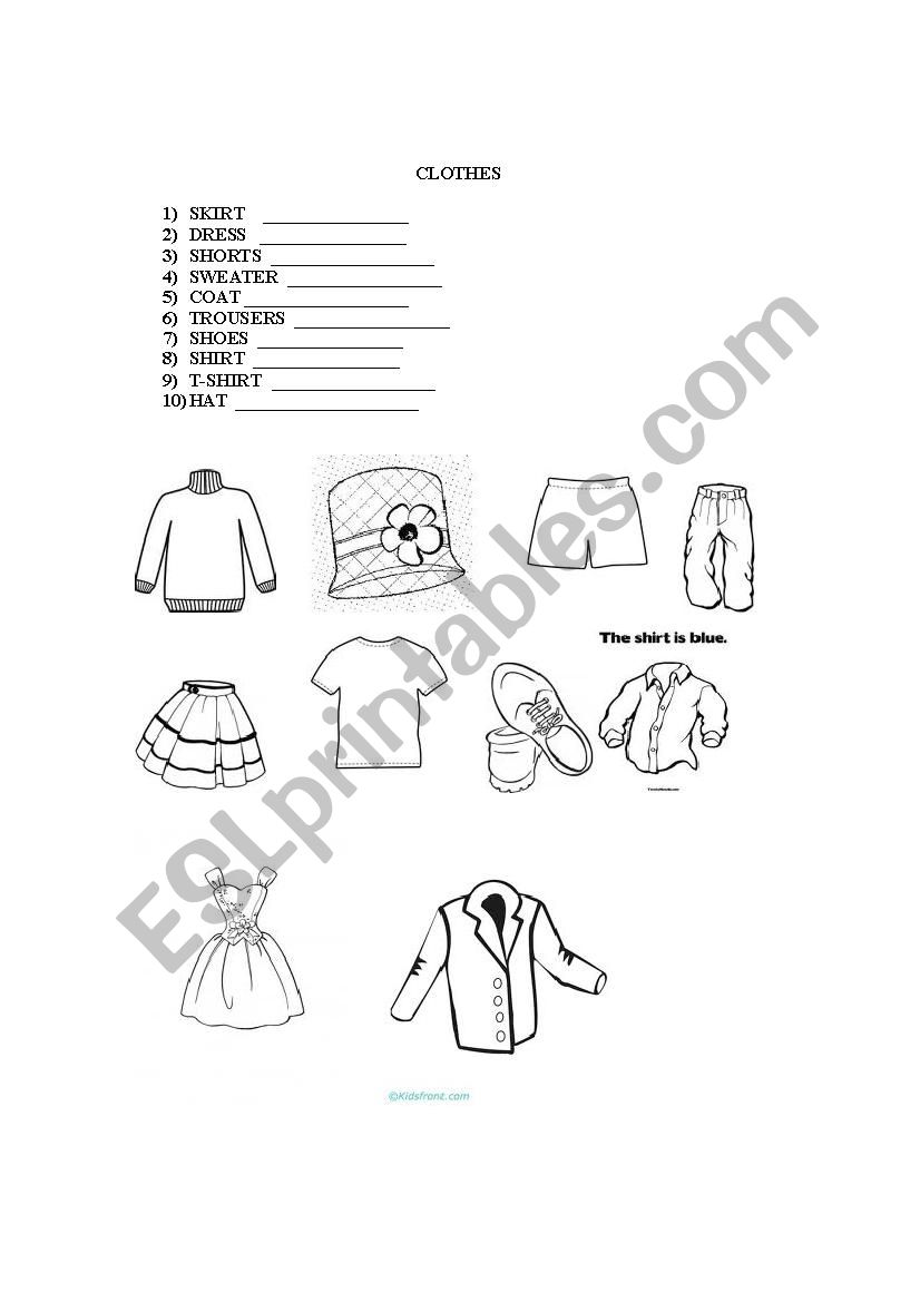 Clothes worksheet