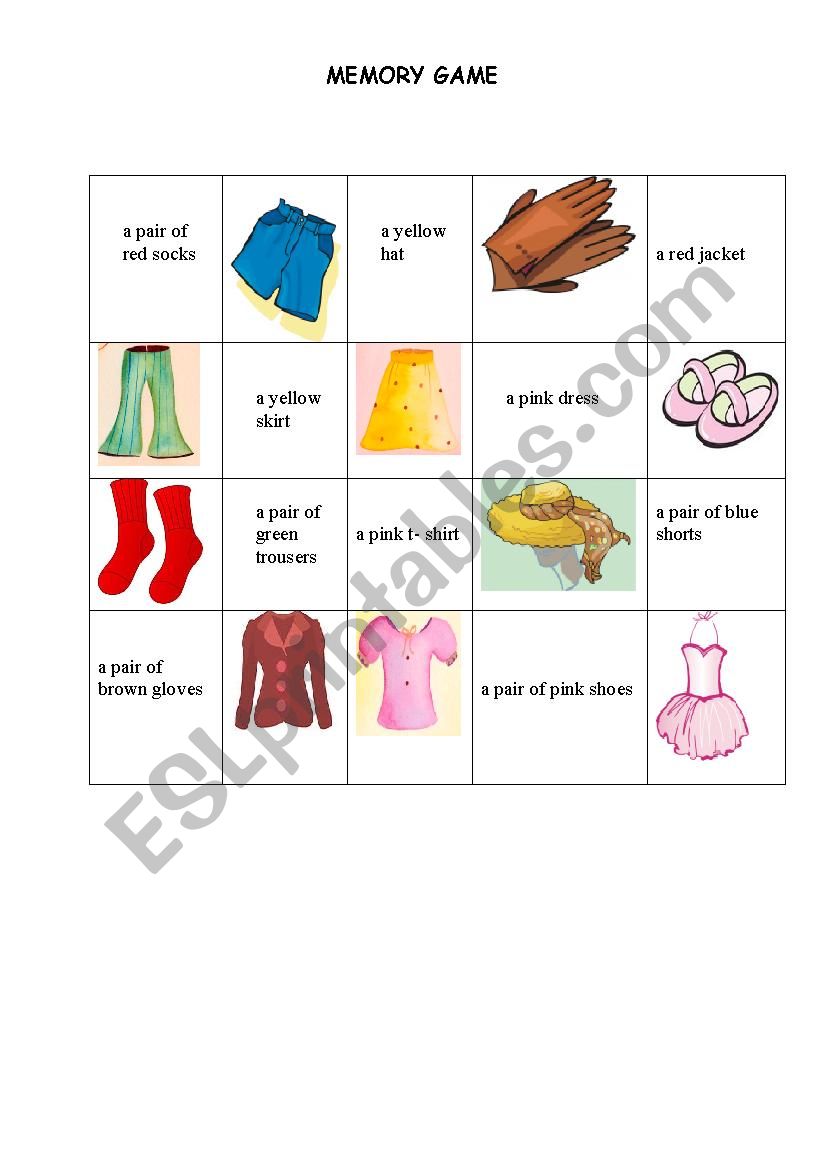  clothes worksheet