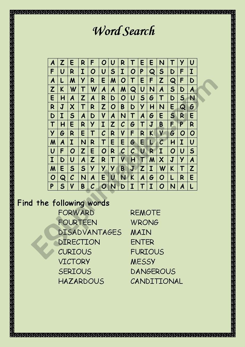 Word Search worksheet