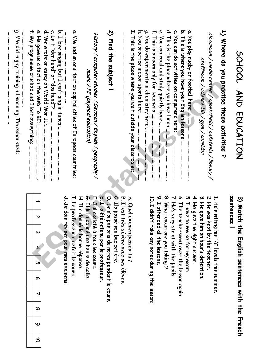 School and Education worksheet