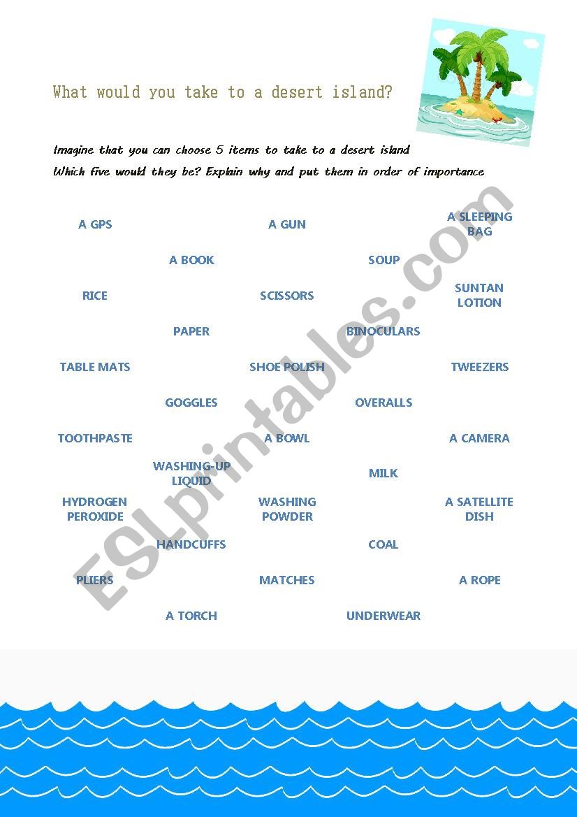 Deserted Island Worksheet Printable 