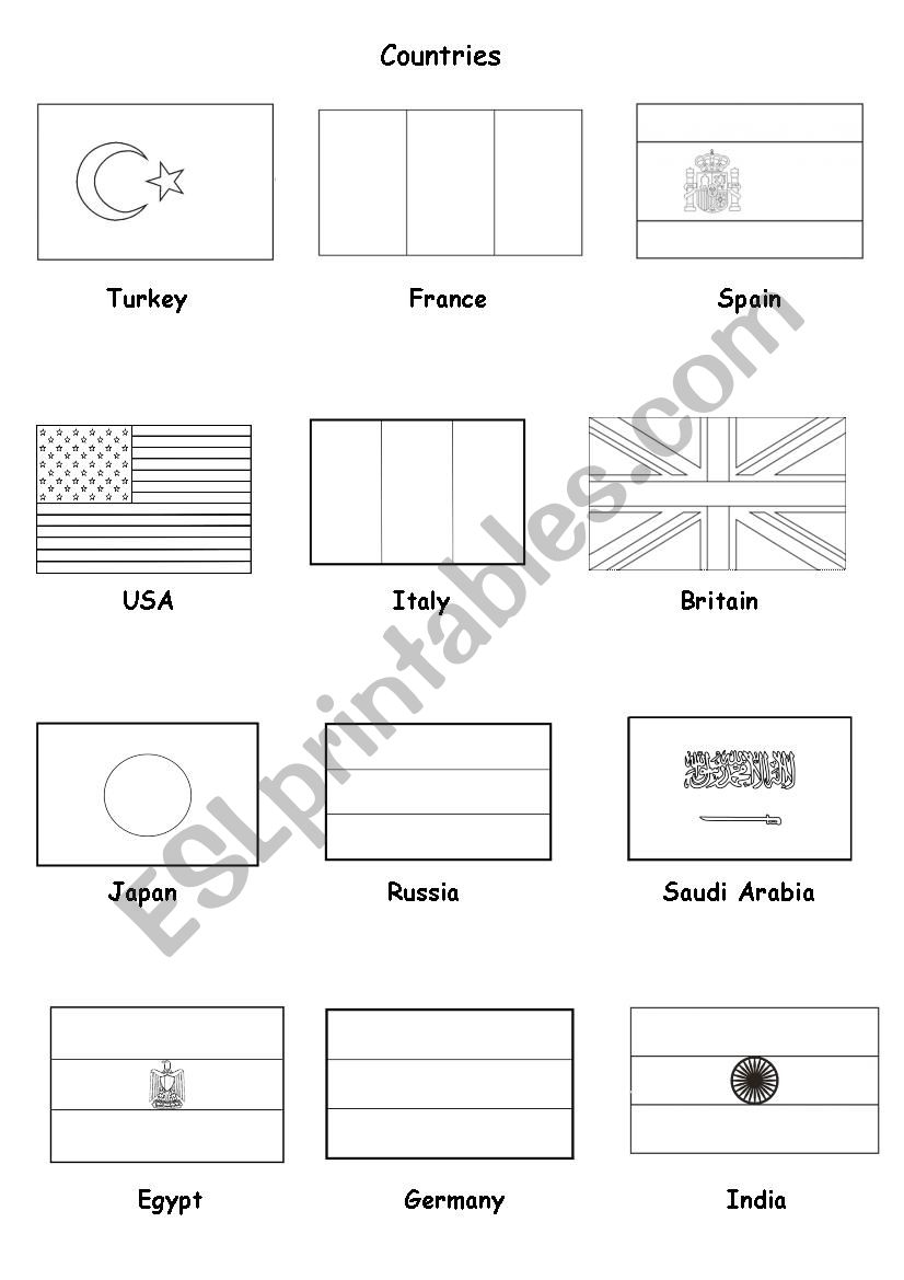 Countries worksheet