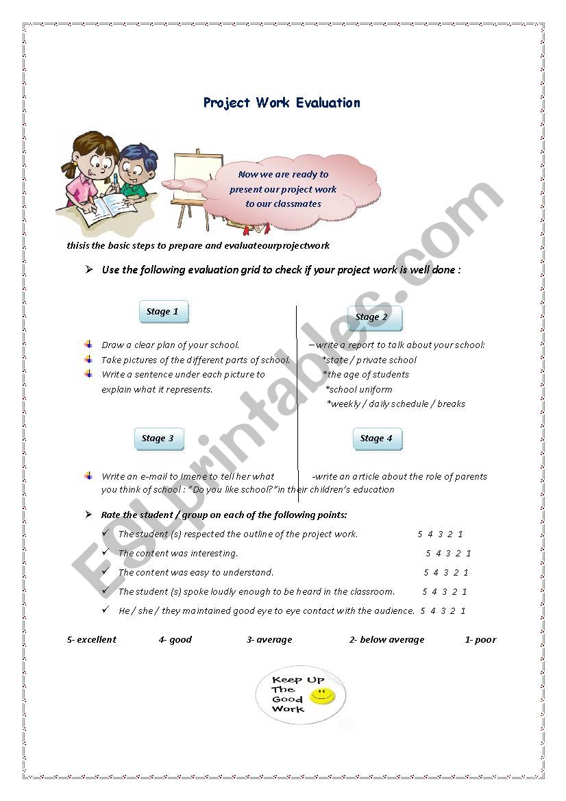 8th form English secondary school (project  work evaluation)