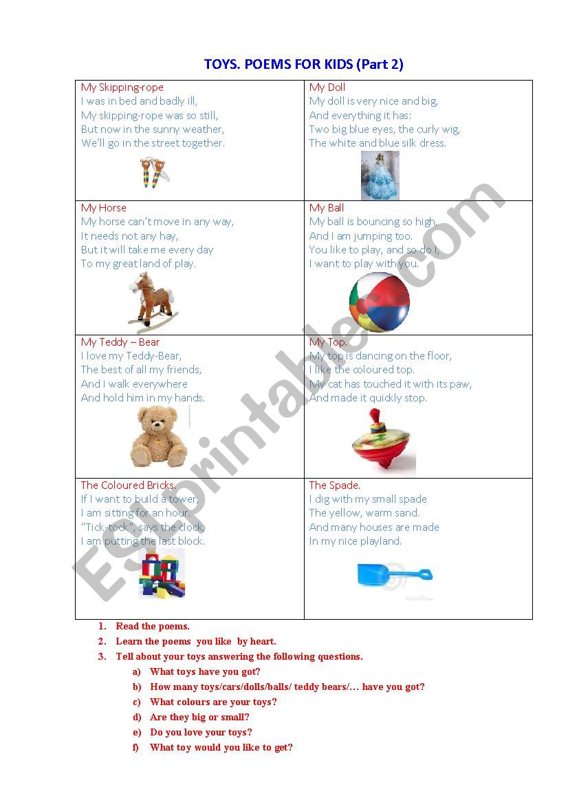 MY TOYS ( Part 2) worksheet