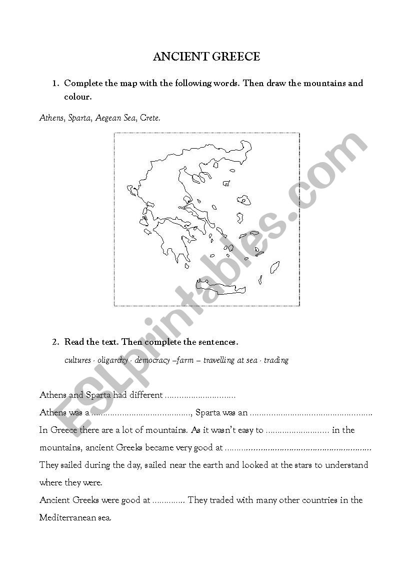 Ancient Greece - The Greeks worksheet