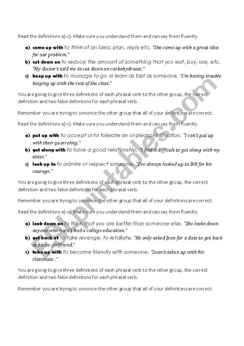 bluff worksheet