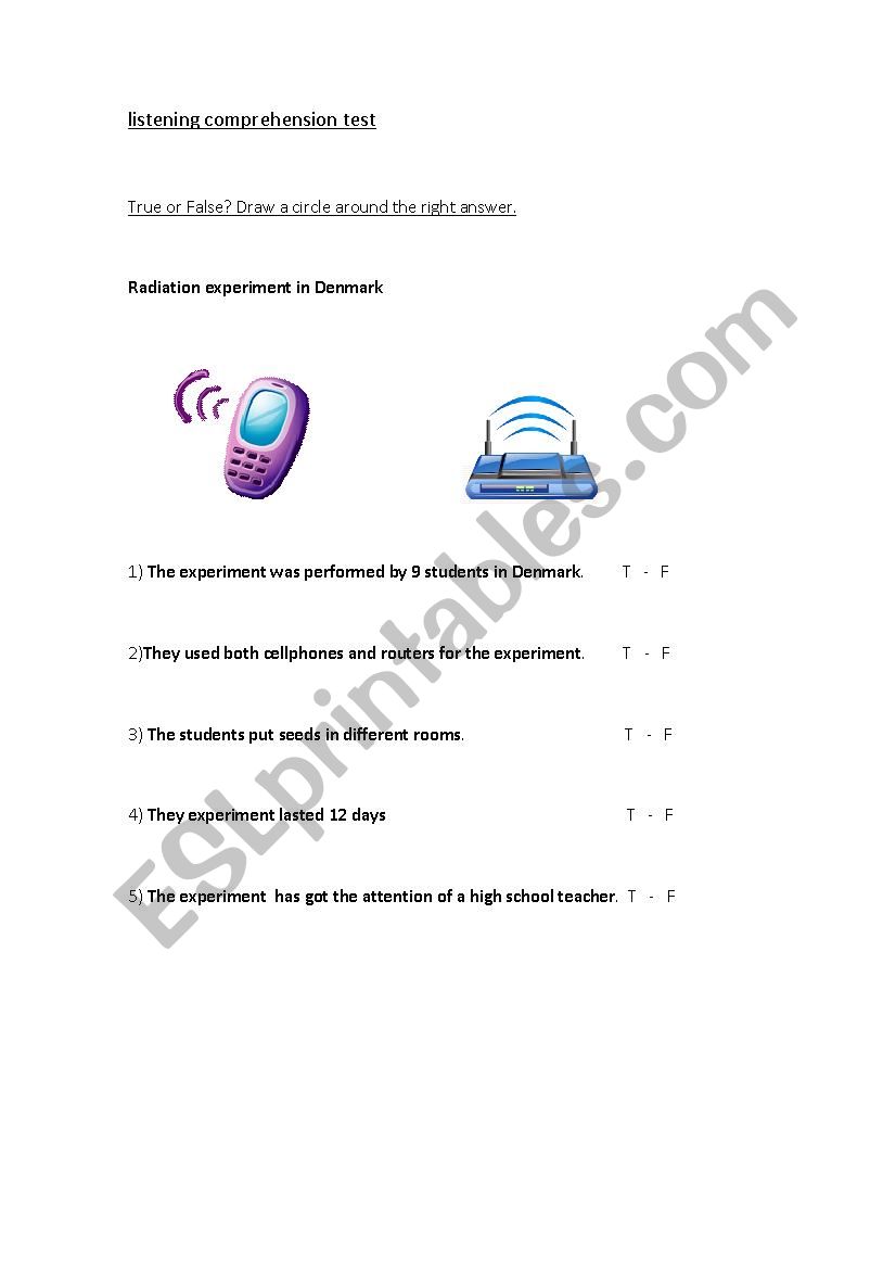 Listening Comprehension exercise: Radiation in routers