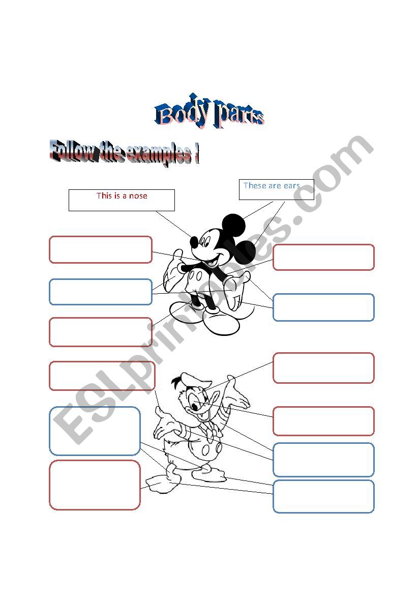 Body parts worksheet