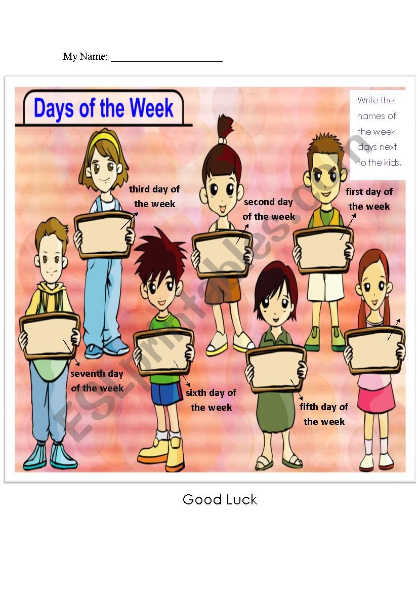 Days of the week quiz  worksheet