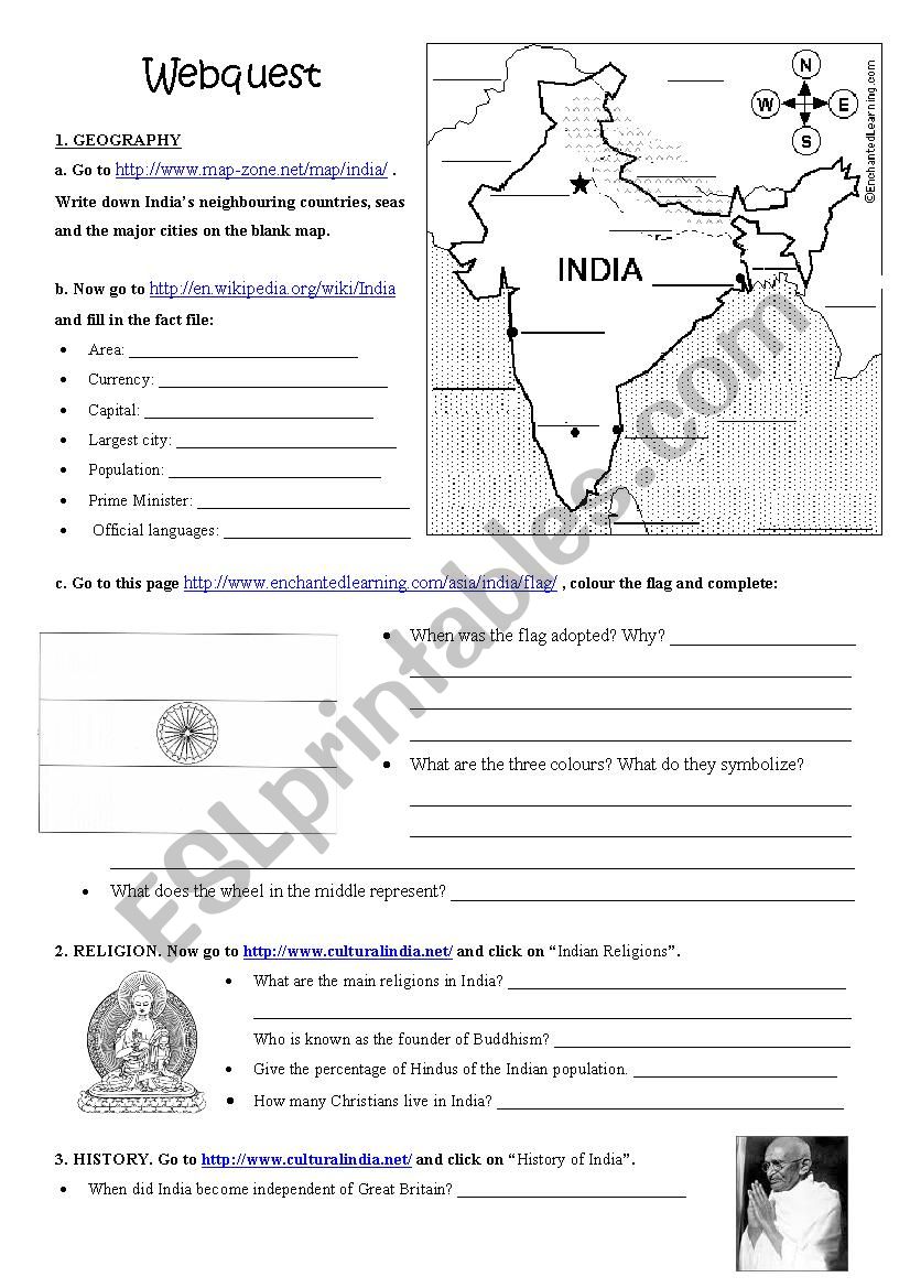 Webquest India worksheet