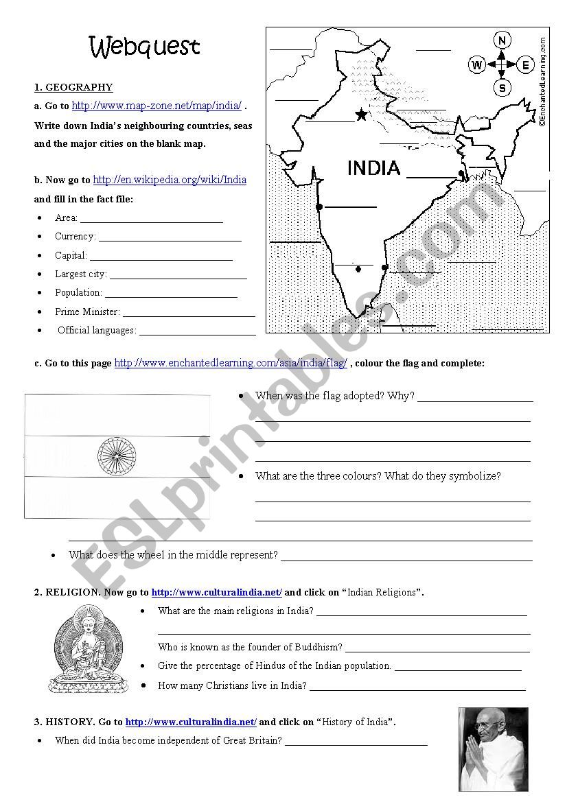 Map Of India Worksheet