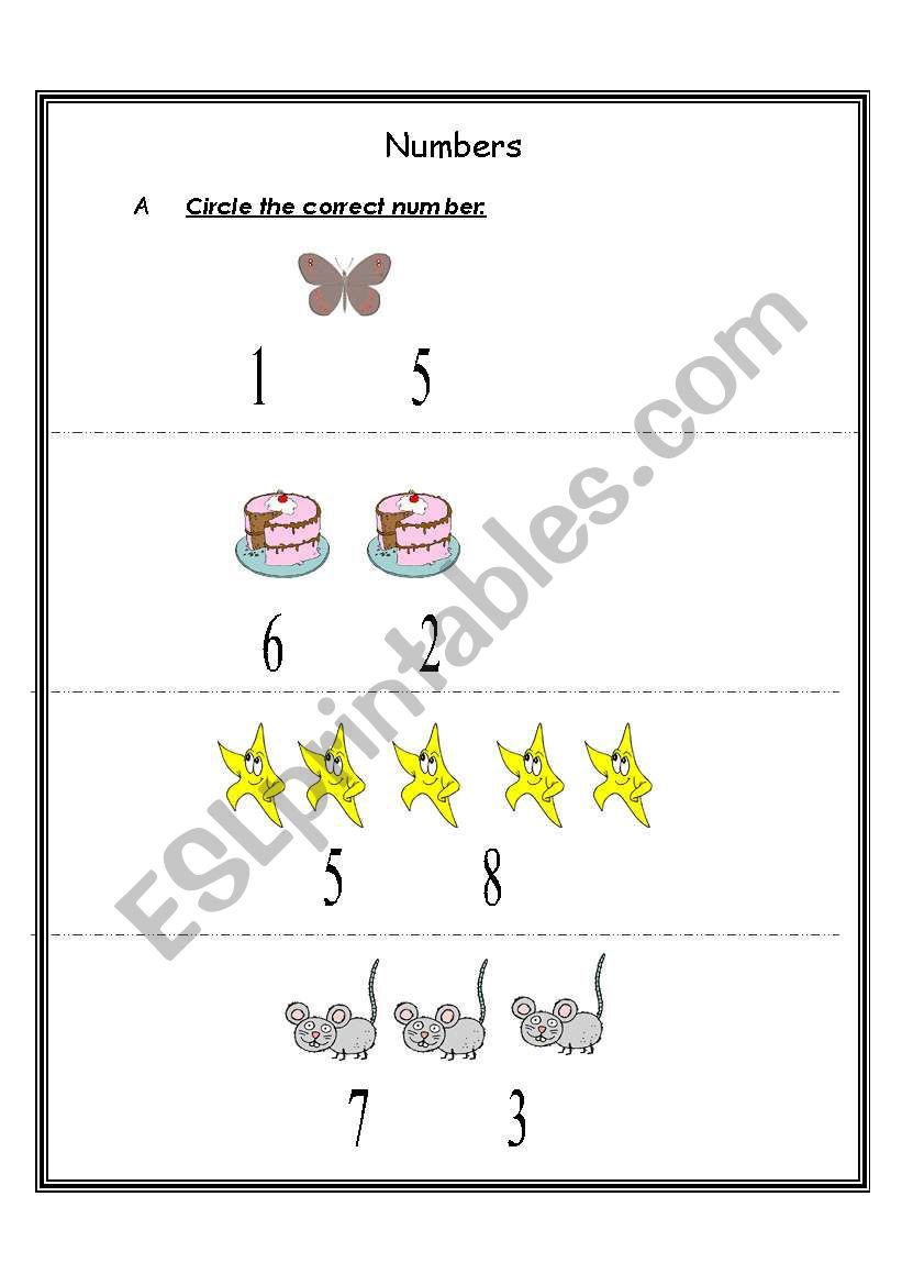 numbers worksheet