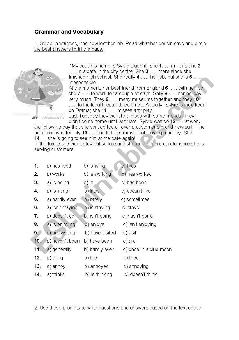 Present Tenses Review (Simple, Continuous and Perfect) 