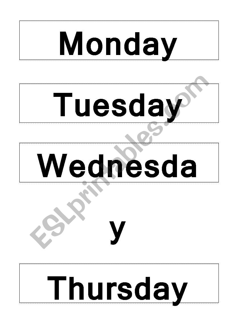 Days of the week worksheet