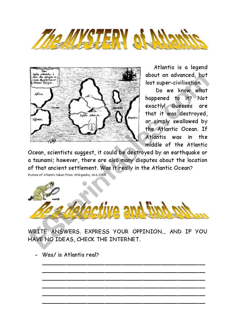 ATLANTIS MYSTERY worksheet