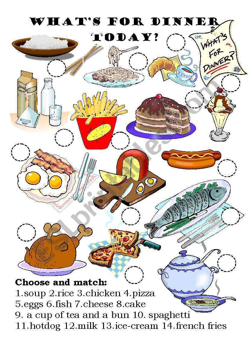 Whats for dinner today? worksheet