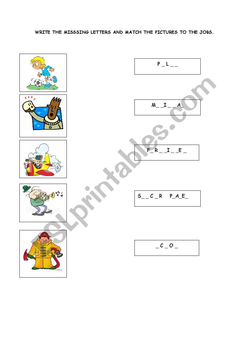 OCCUPATIONS worksheet