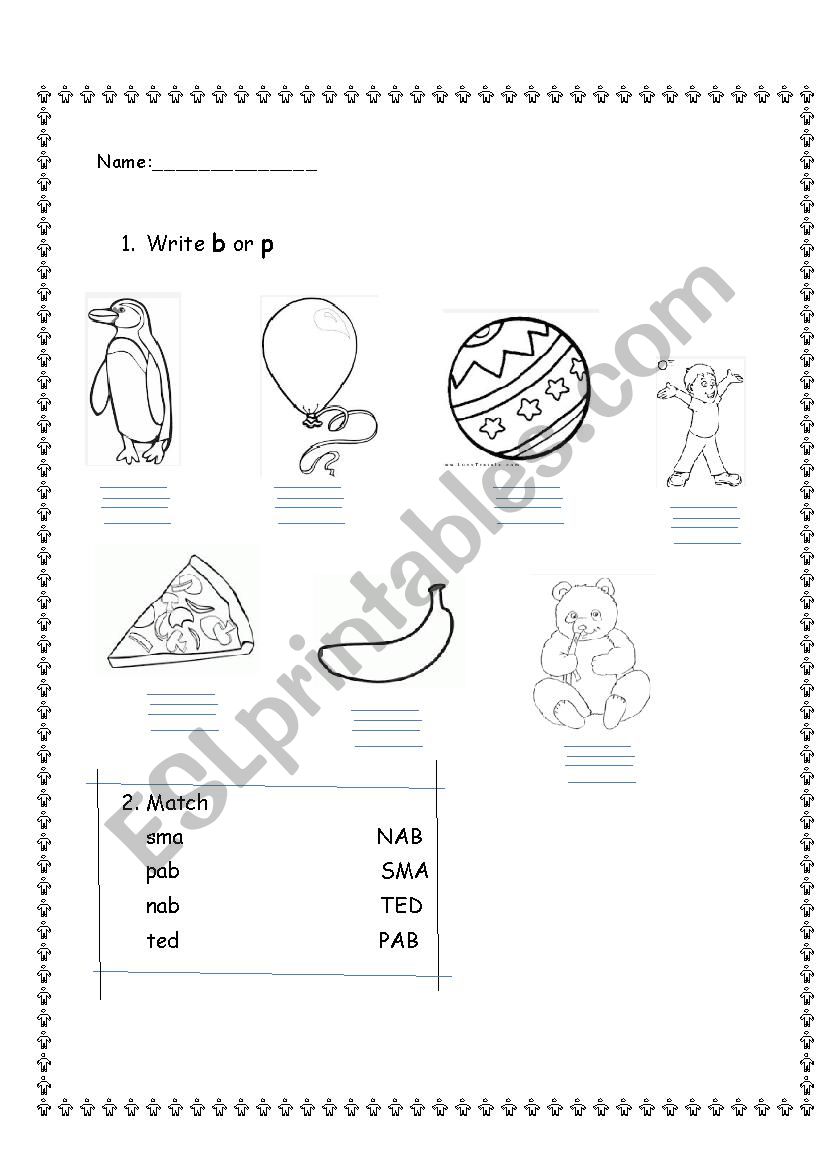 letters b p worksheet