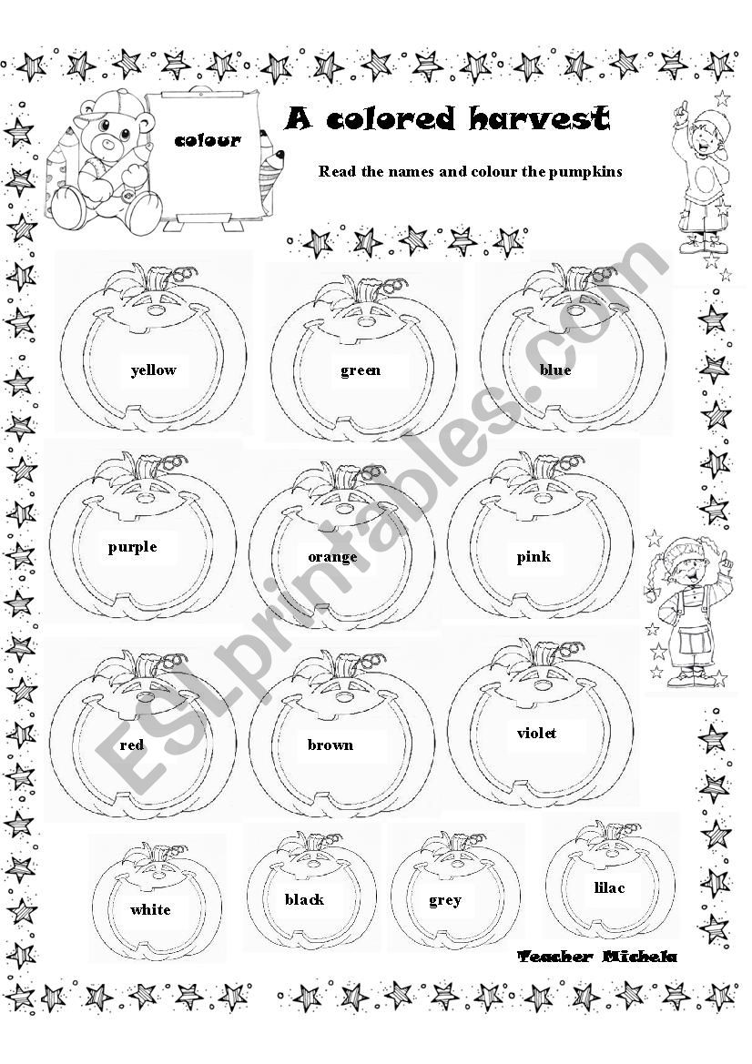 A colored harvest worksheet