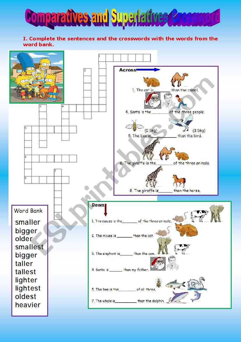 Comparatives and superlatives crossword