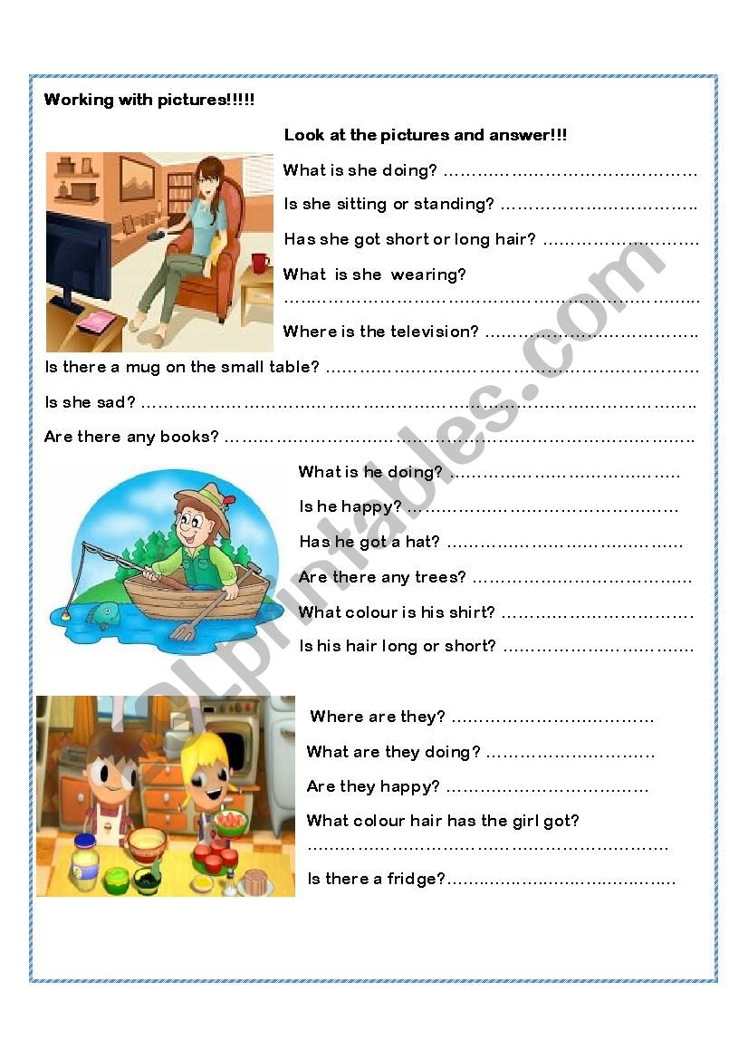 working with pictures!!! worksheet
