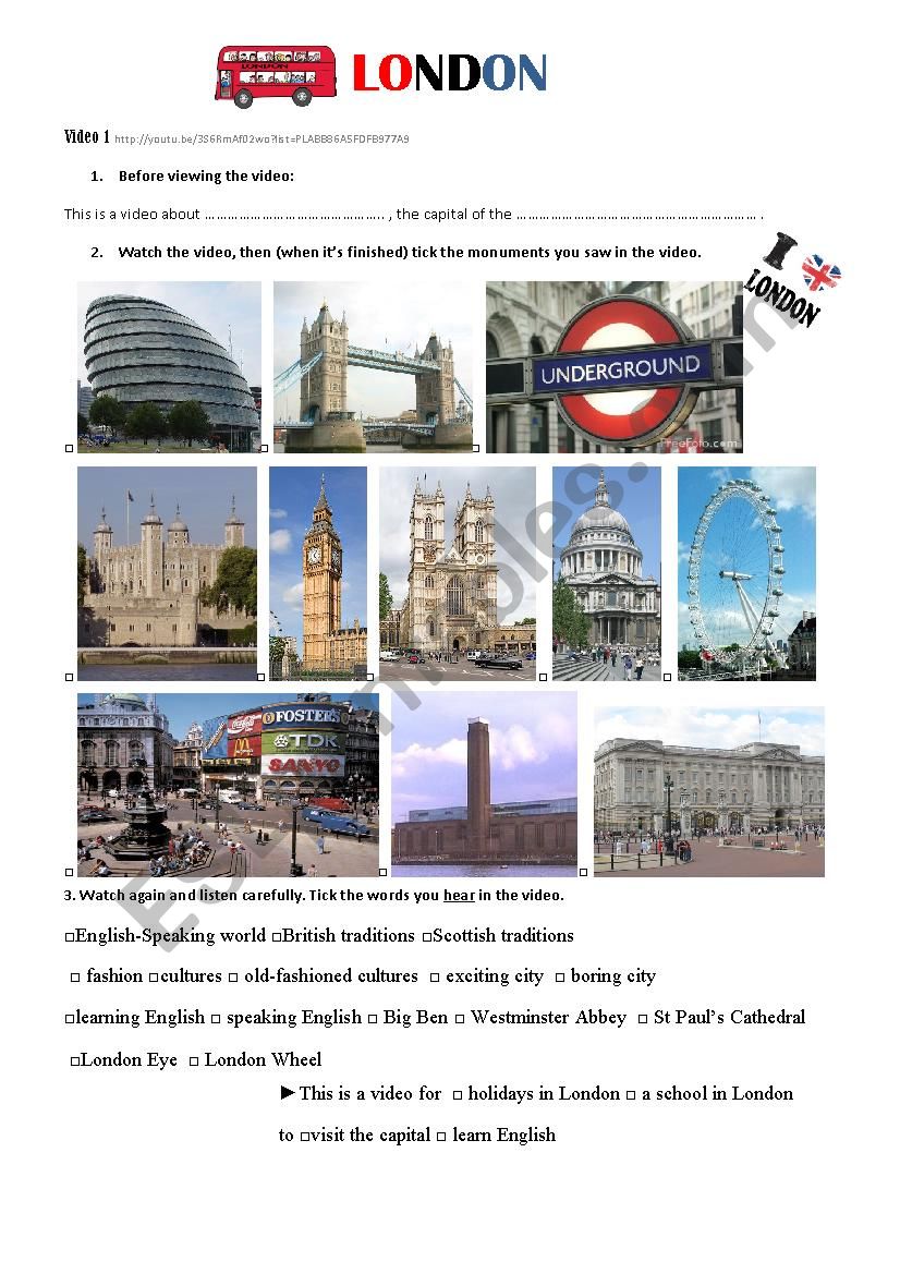 Discovering London worksheet