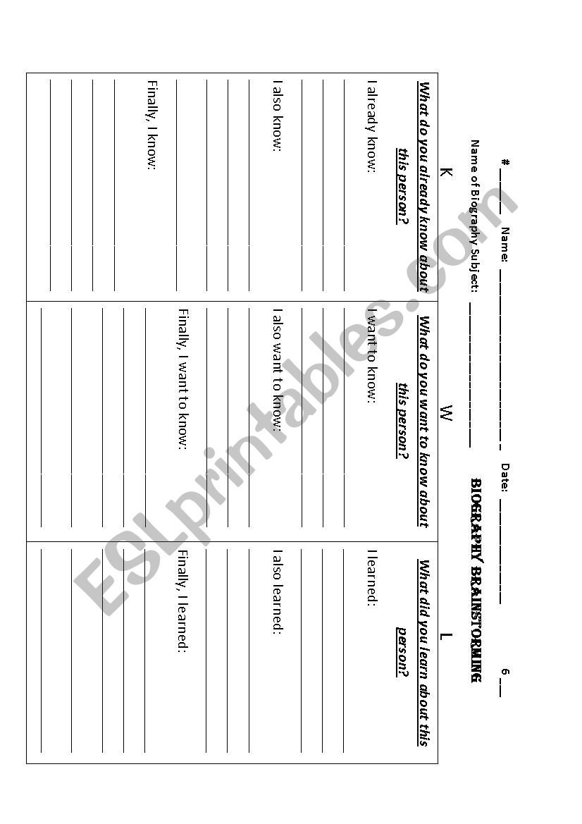 All About Me worksheet