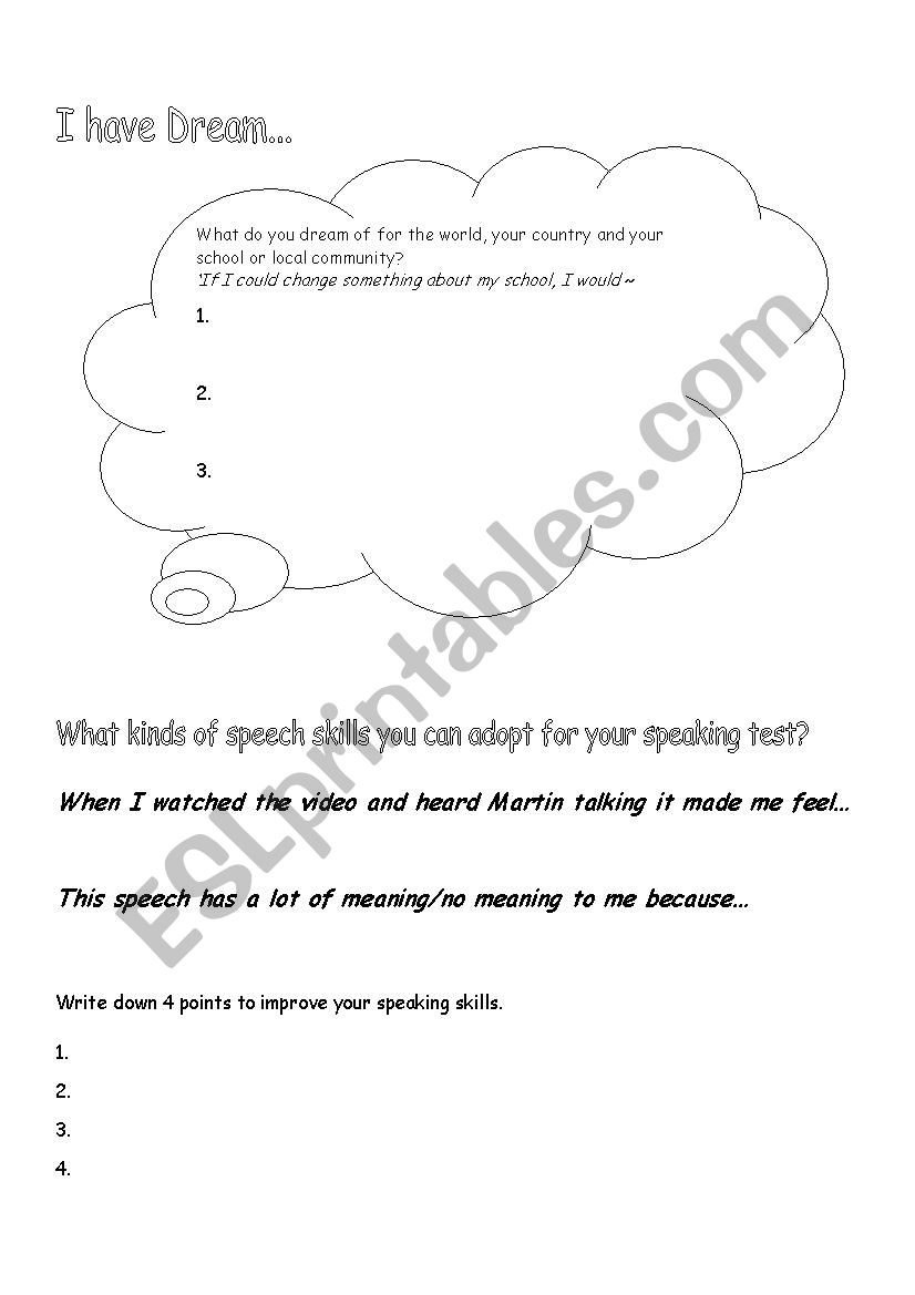 Martin Luther King Speech I have a dream (practicing second conditionals) 