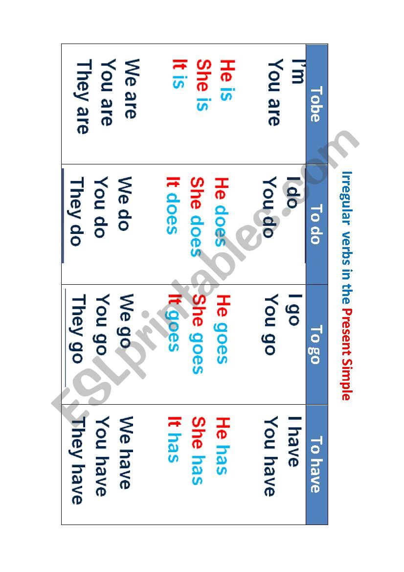 Irregular verbs worksheet