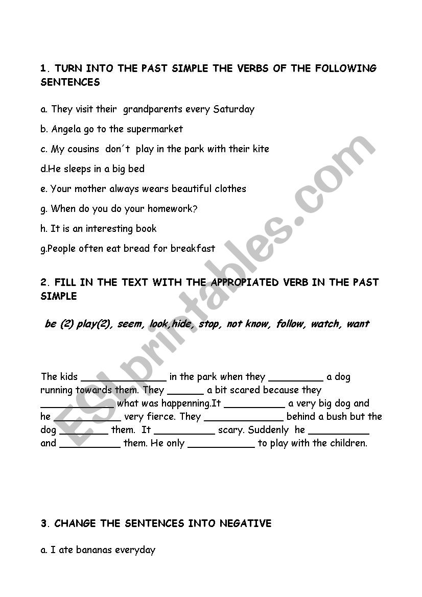 PAST SIMPLE worksheet