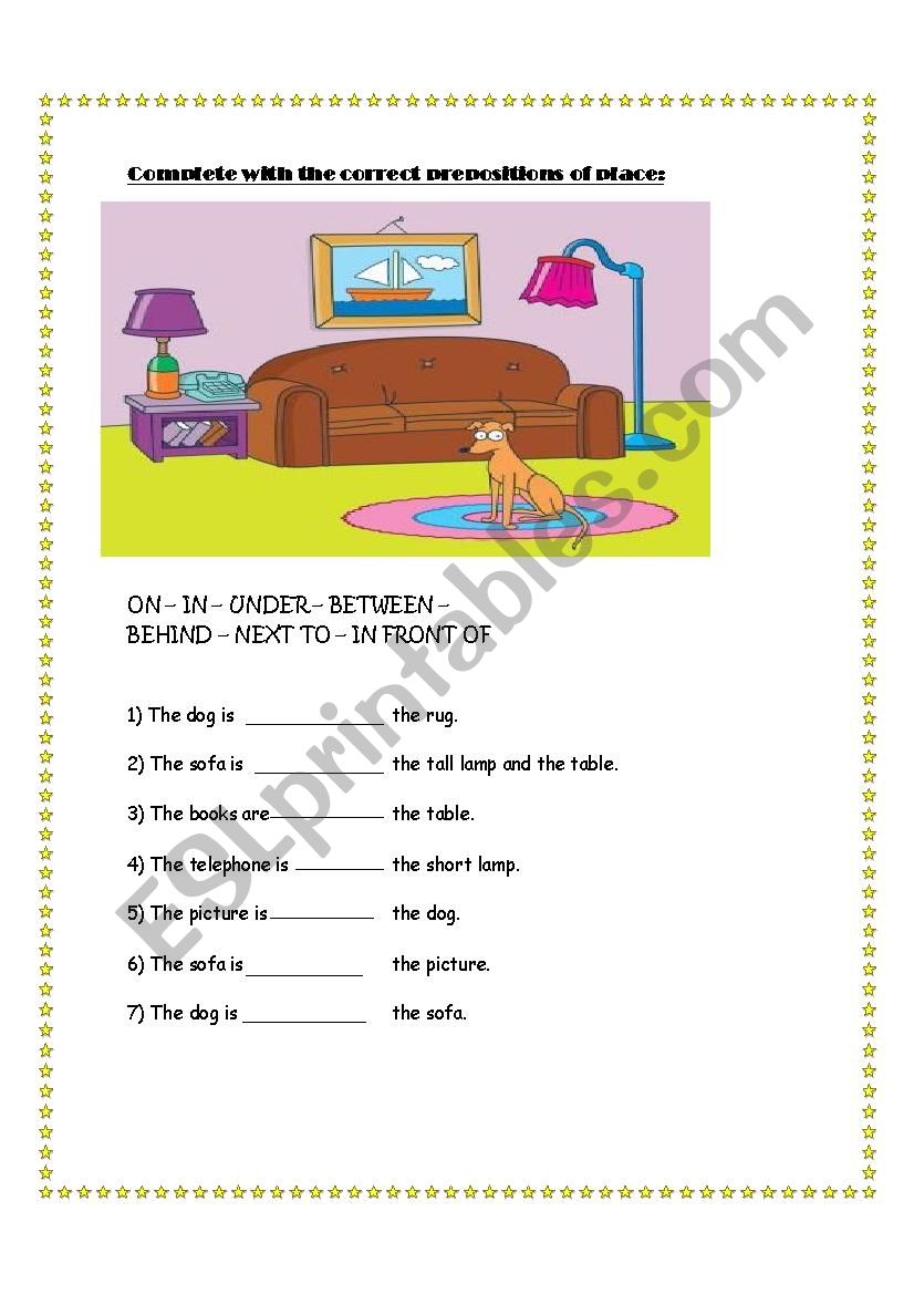 Prepositions of place worksheet