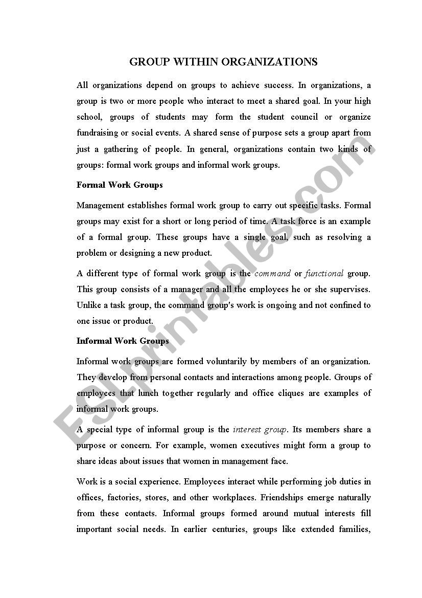 Human resource management worksheet